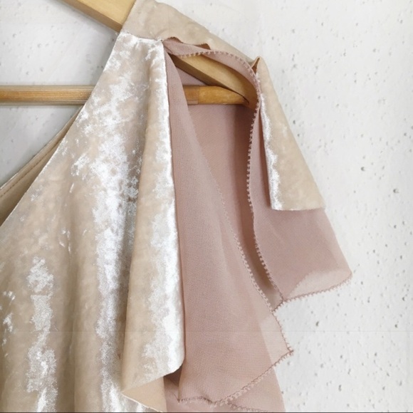 WHITE HOUSE BLACK MARKET Velvet Flounce Top in Antique Blush - Picture 5 of 10